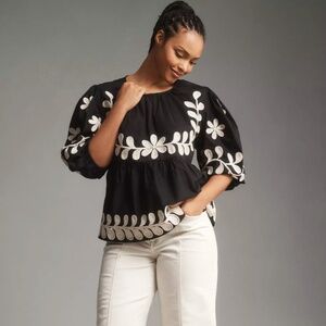 Anthropologie Embroidered Blouse- Size L